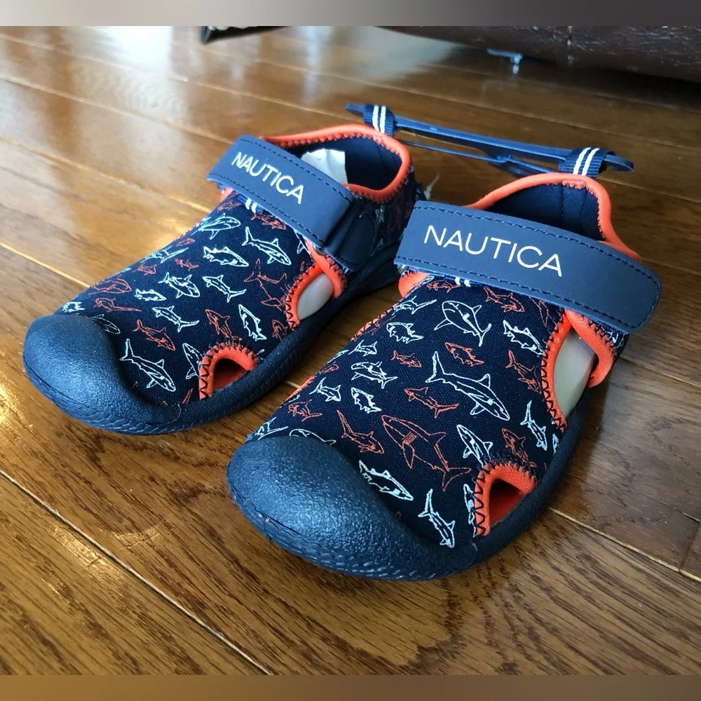 Nautica Navy and Orange Sharks Kettle Gulf Water Shoe-size 9